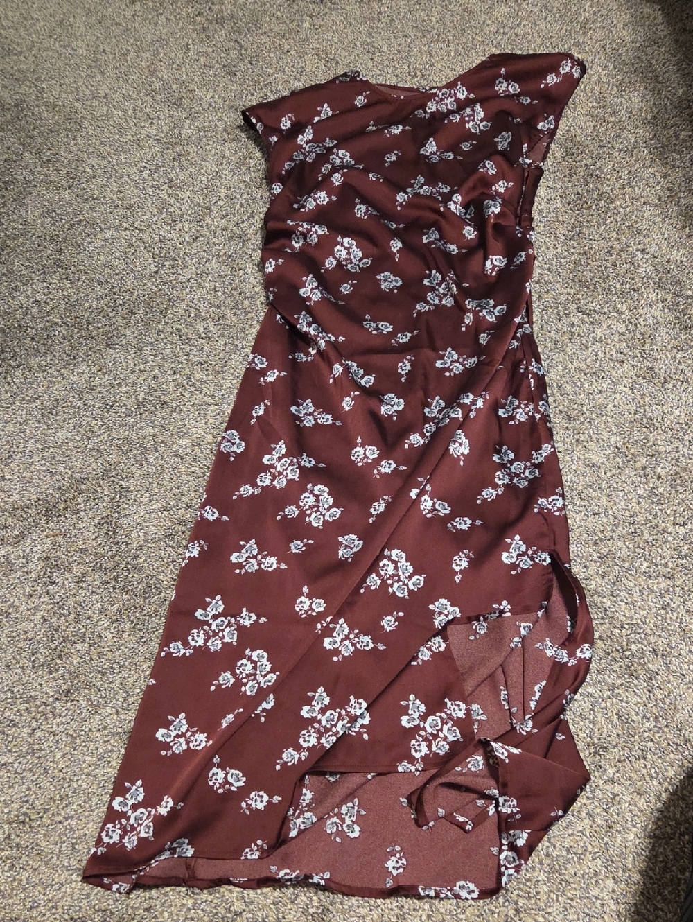 a new day One-Shoulder Floral Slip Dress - Burgundy & White